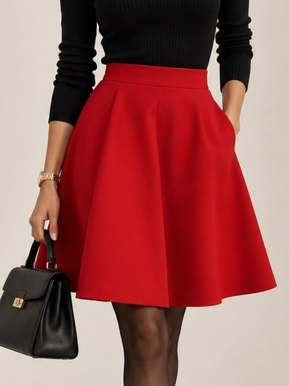 VISIONS | Vintage Black Pencil Skirt with Button Closure – Women’s 6